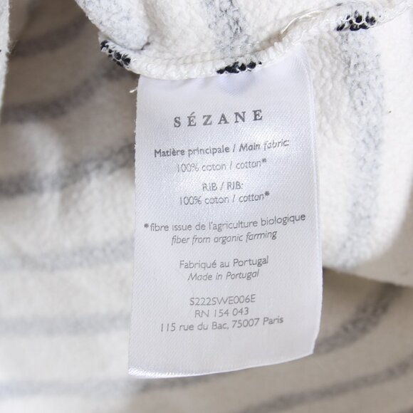 Sezane Amour Café Crème Sweatshirt Ecru Navy Red Striped Organic Cotton Sz Small - Picture 16 of 16